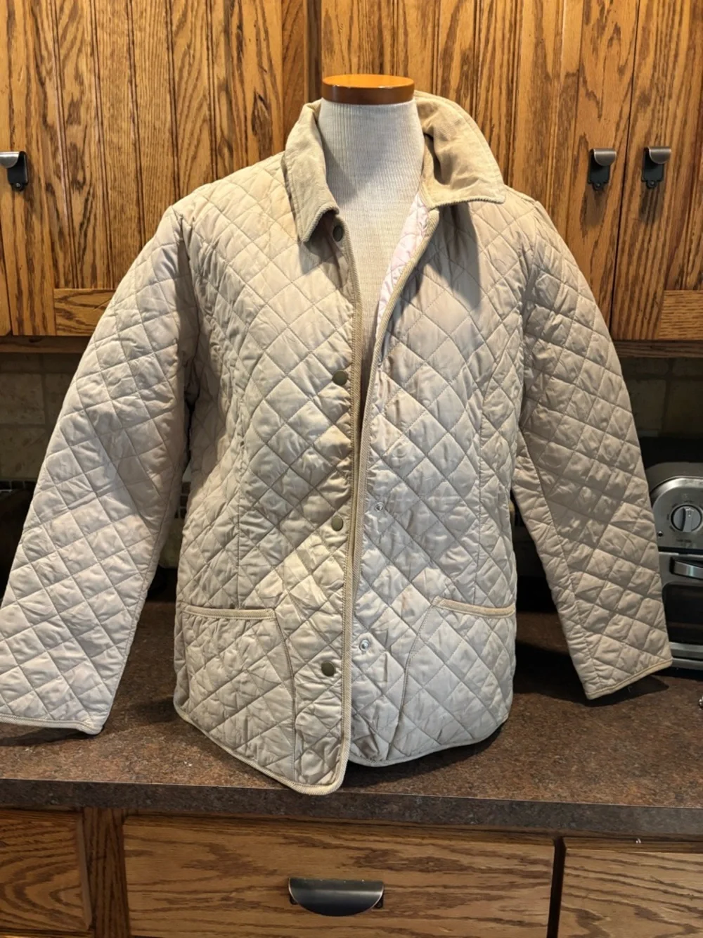 Quilted Beige snap Front Jacket - Picture 1 of 3